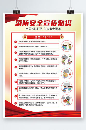 消防安全知识科普教育宣传系列海报十策