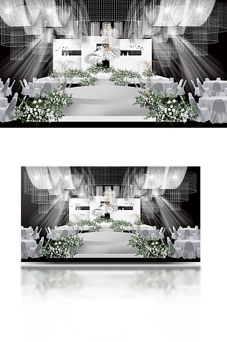 韩式婚礼白绿色系温馨大气浪漫简约舞台