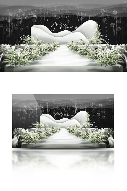 韩式简约大气白绿婚礼效果图温馨浪漫清新-众图网