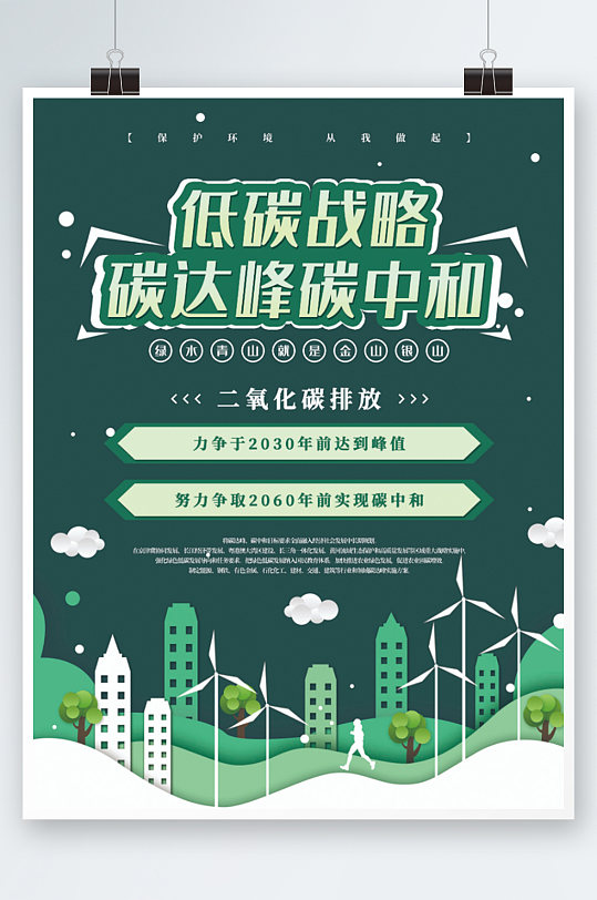 碳达峰碳中和新发展理念工作宣传海报绿色