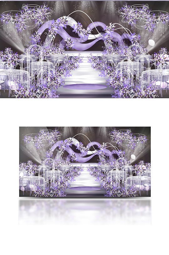 唯美浪漫紫色婚礼舞台效果图梦幻温馨-众图网