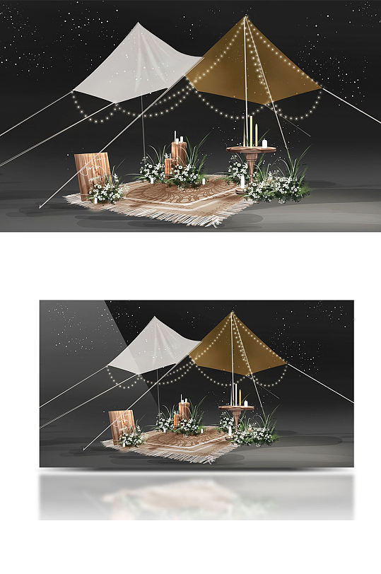 游园会帐篷户外婚礼效果图咖啡色草坪创意