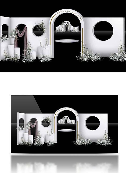 户外复古小法式婚礼白色韩式简约浪漫温馨-众图网