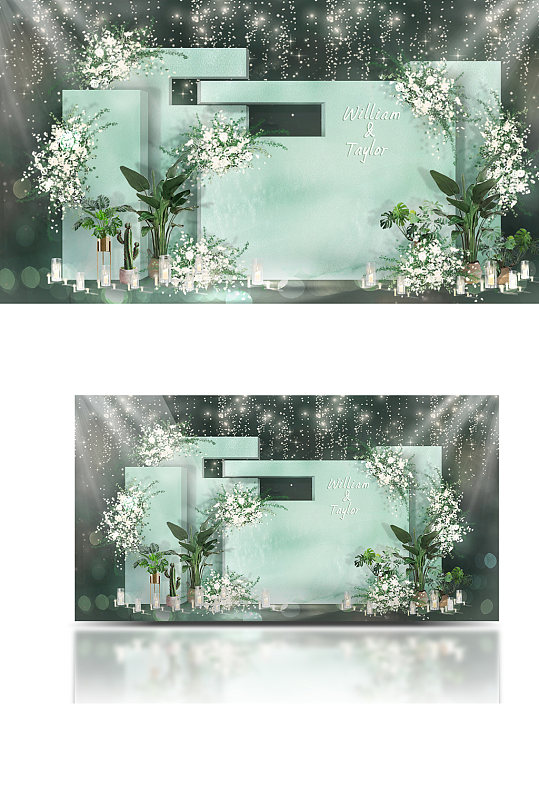 浅绿色婚礼效果图派对婚礼效果图浪漫-众图网