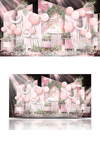 粉色气球合影区留影区婚礼效果婚礼设计浪漫