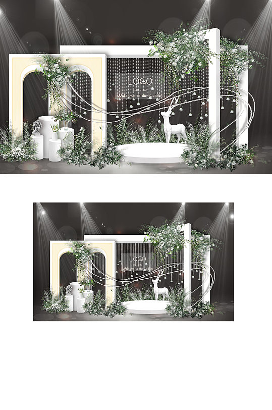 原创白绿色简约户外婚礼效果图清新温馨-众图网