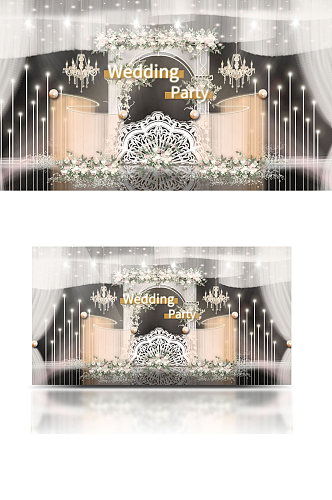 轻奢浪漫水晶宫廷拱门弧形婚礼效果图