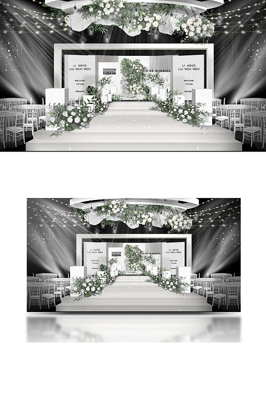 韩式小清新森系简约白色婚礼效果图浪漫-众图网