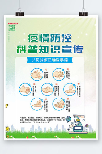 疫情防疫抗疫科普知识宣传系列海报绿色