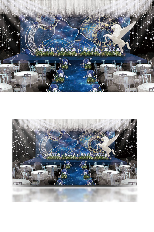 蓝色星空婚礼效果图梦幻简约浪漫-众图网