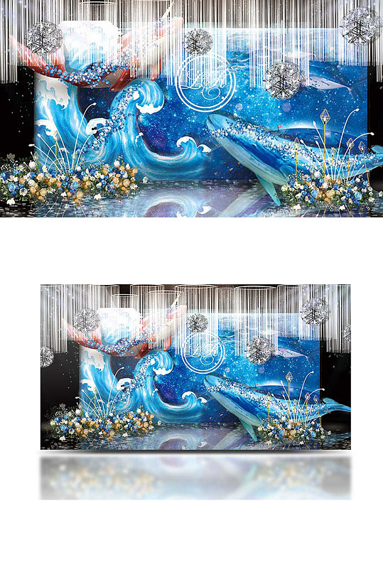 海洋唯美婚礼效果图迎宾合影区浪漫梦幻-众图网