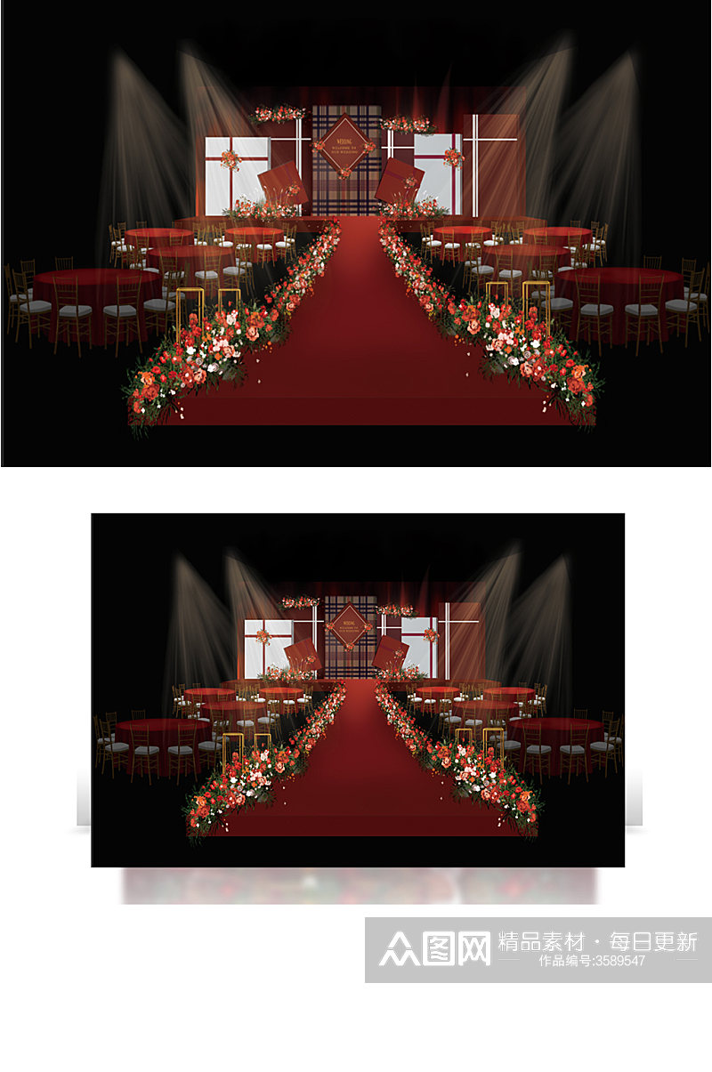 红色礼物风格婚礼设计大气中国风新中式浪漫素材