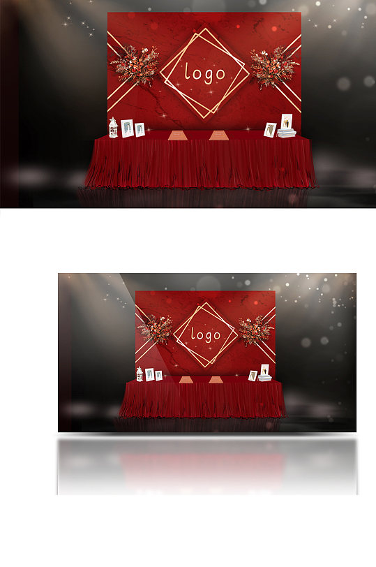 红金色婚礼签到区浪漫温馨中国风大气