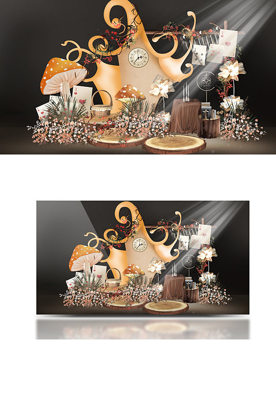 爱丽丝森系婚礼效果图可爱卡通创意宝宝宴-众图网