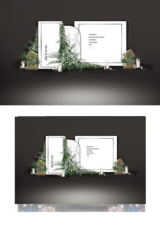 白绿大理石婚礼合影区简约迎宾合影背景-众图网