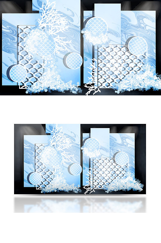 海洋风婚礼迎宾区清新梦幻简约合影区背景板-众图网