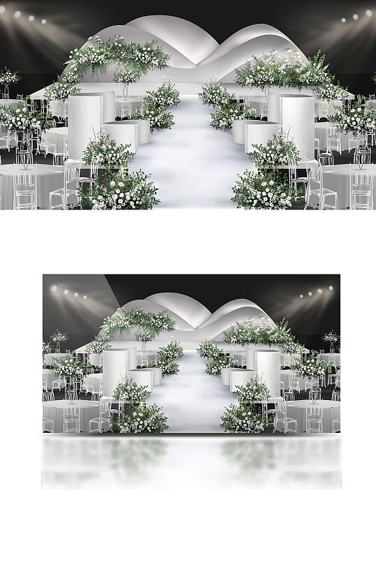 白绿秀场风婚礼效果图大气唯美浪漫-众图网