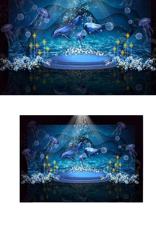 蓝色浪漫海洋系婚礼效果图梦幻唯美-众图网