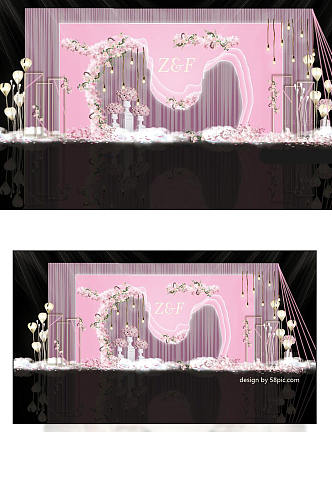 室内设计粉色婚礼迎宾区psd效果图清新