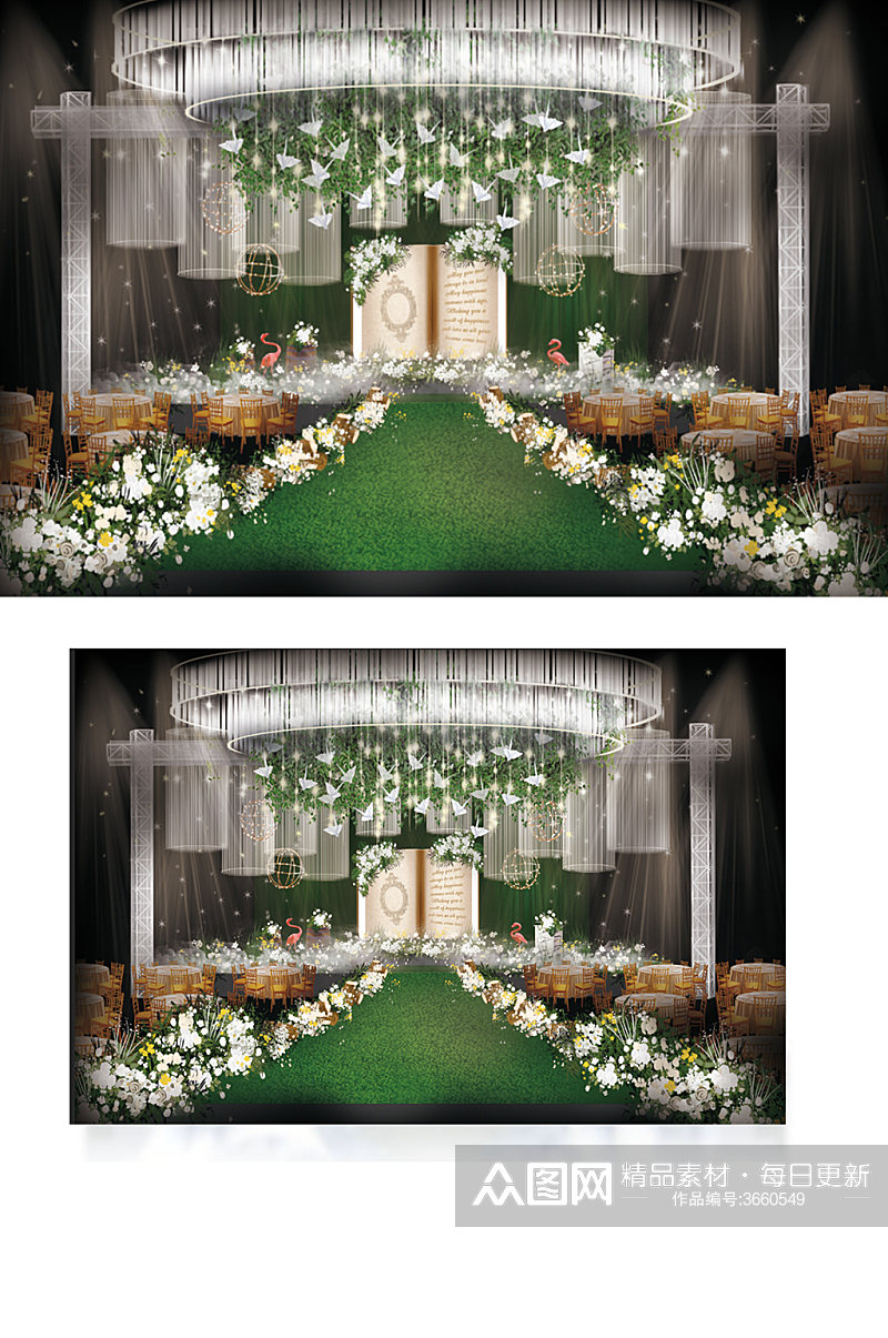 梦幻森系风格婚礼设计图舞台浪漫温馨素材