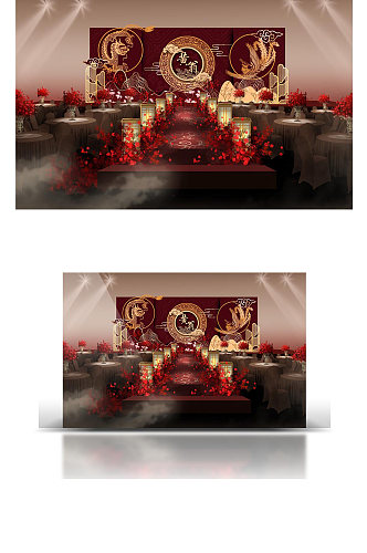 中式婚礼布置设计图浪漫温馨红色中国风