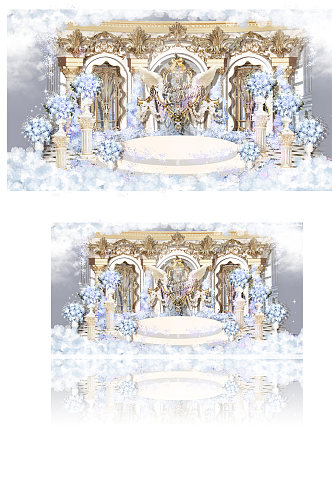 欧式轻奢婚礼留影区婚礼舞台背景设计效果图