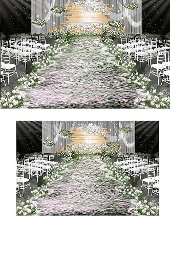 白色木纹婚礼效果图浪漫背景板合影区温馨