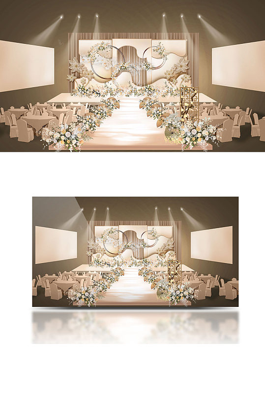 原创香槟色新中式婚礼轻奢梦幻温馨-众图网