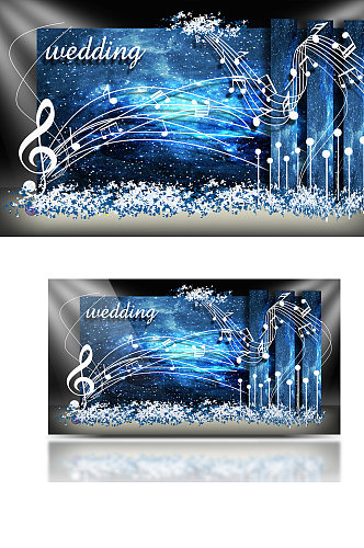 音乐主题蓝色星空婚礼设计效果图浪漫梦幻