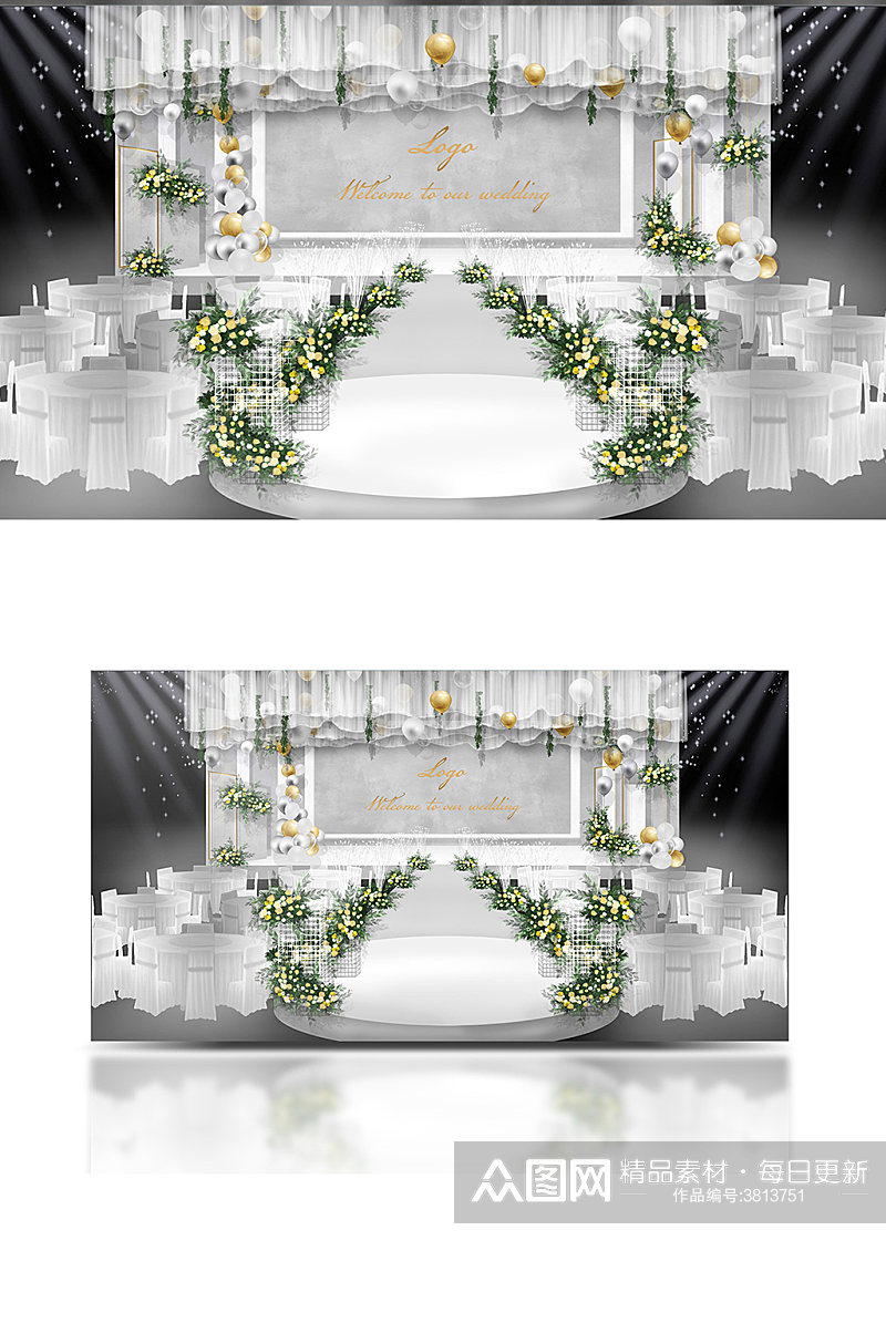 灰白大理石纹理婚礼设计清新浪漫大气素材