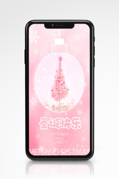 圣诞节实拍风日签手机海报粉色清新节日