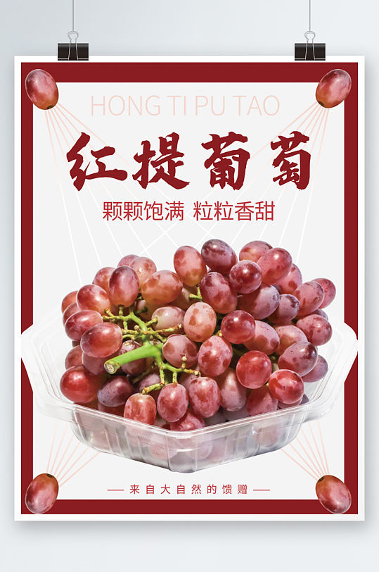 红提葡萄海报设计提子新鲜水果促销