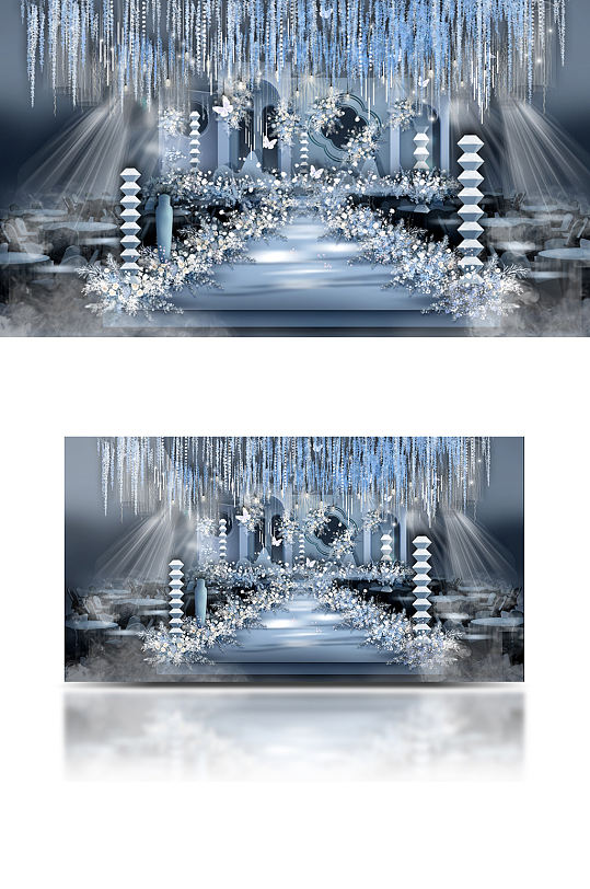 雾霾蓝婚礼效果图蓝色简约清新浪漫-众图网