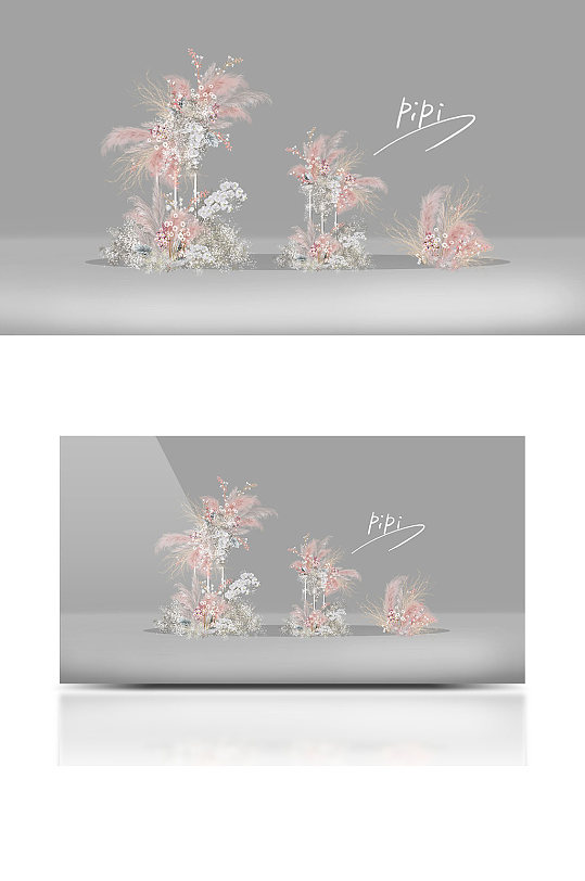 婚礼粉色梦幻花艺浪漫温馨简约清新-众图网