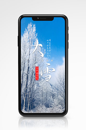 大雪二十四节气传统节气公众号手机海报清新