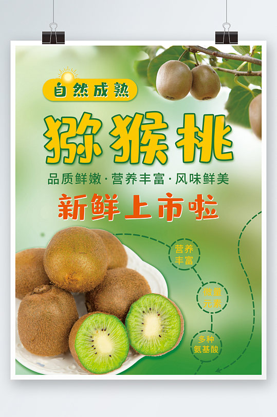 新鲜猕猴桃海报设计水果鲜果上市