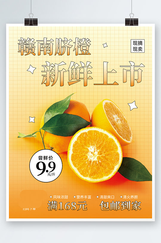赣南脐橙新鲜上市订购海报水果鲜果