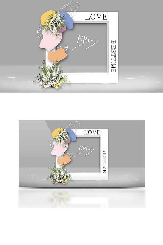 莫兰迪撞色ins婚礼合影框简约清新浪漫-众图网