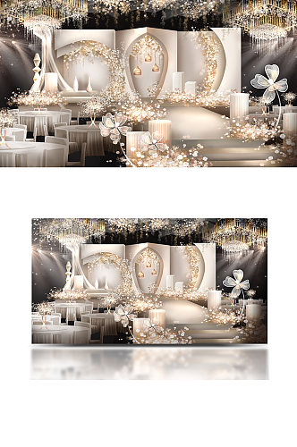 香槟色舞台婚礼效果图浪漫大气欧式