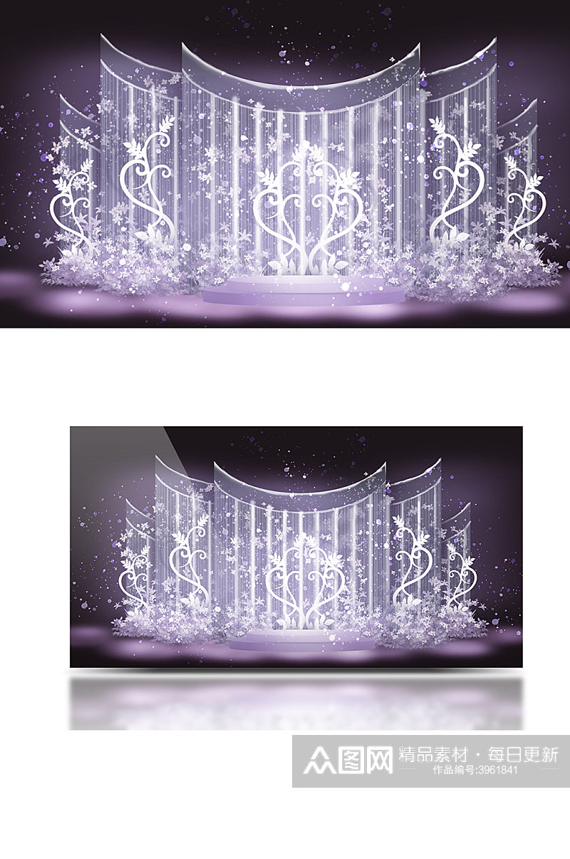梦幻紫色泰式简约温馨浪漫合影区背景板素材