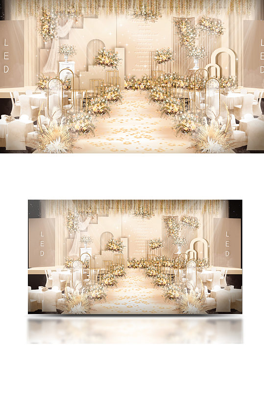 原创香槟色简约温馨背景舞台浪漫大气-众图网