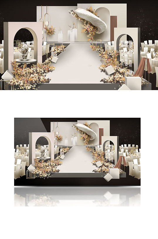 泰式简约婚礼效果图舞台浪漫温馨-众图网