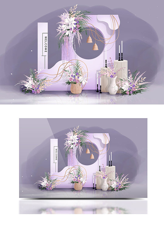 清新香芋紫色藝術(shù)侘寂風(fēng)戶外婚禮效果圖