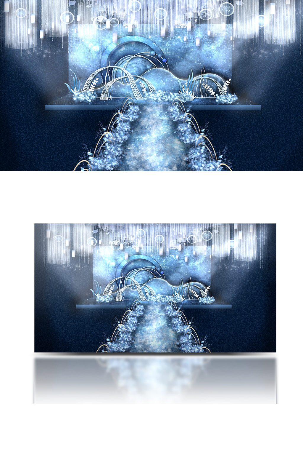 星空舞台婚礼效果图梦幻舞台浪漫温馨素材