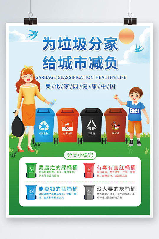 垃圾分类内容宣传系列海报环保健康公益教育