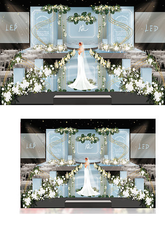 蓝色现代婚礼设计风格浪漫温馨梦幻舞台