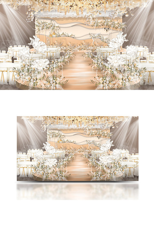 香槟色婚礼主背景效果图大气浪漫舞台-众图网