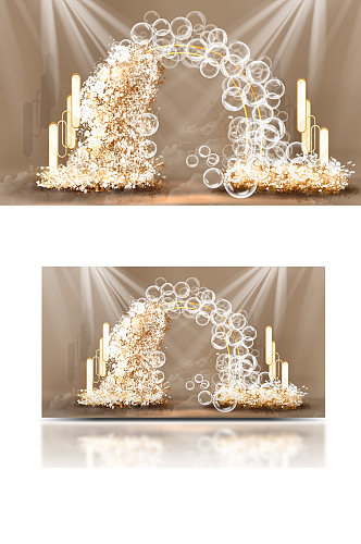 婚礼手绘拱门效果波波球浪漫合影区