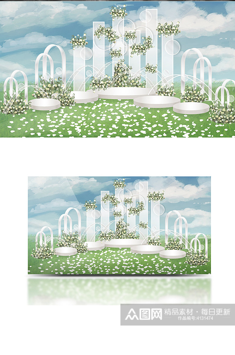 简约户外婚礼设计草坪简约白色浪漫大气素材