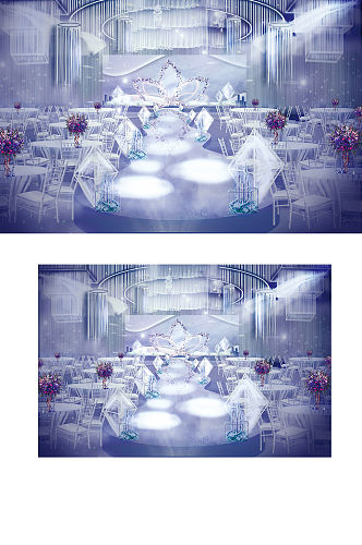 紫色蓝色婚礼效果图温馨浪漫梦幻舞台